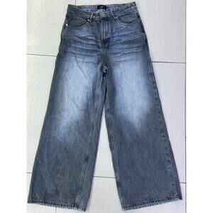 Vintage Faded Wide-leg Baggy Blue Denim Jeans size 30